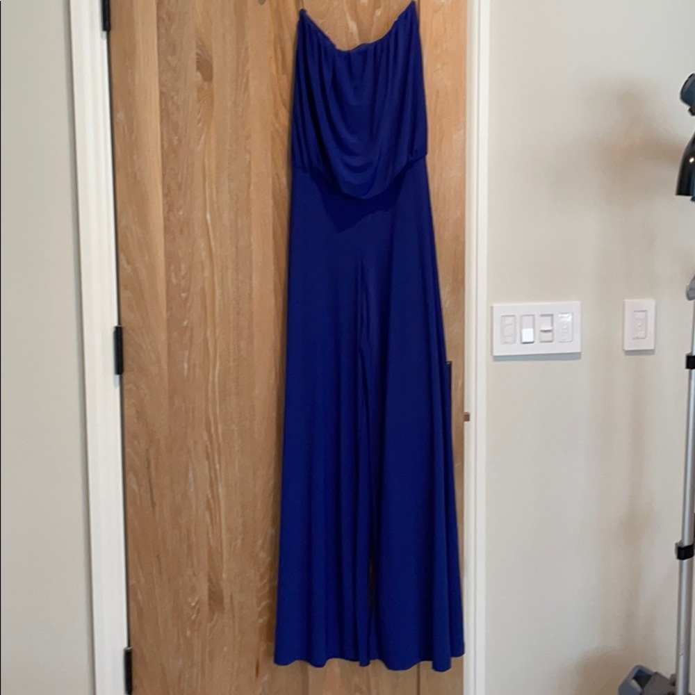 Blue stretchy tube top romper